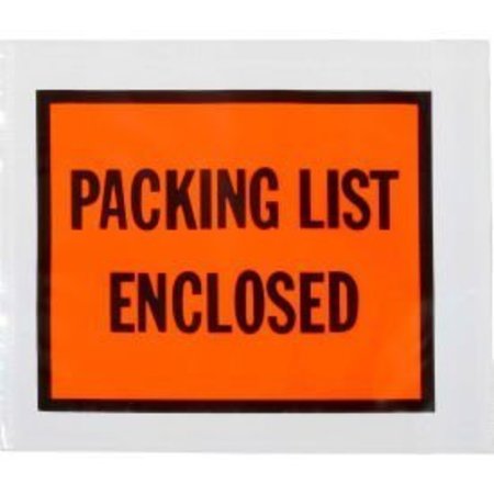 LADDAWN PRODUCTS CO Full Face Envelopes, "Packing List Enclosed" Print, 4-1/2"L x 5-1/2"W, Orange, 1000/Packs 3860